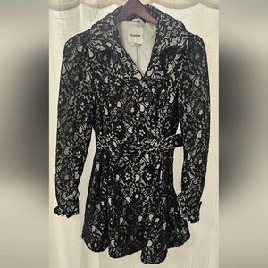 Bebe Black Lace Trench Coat